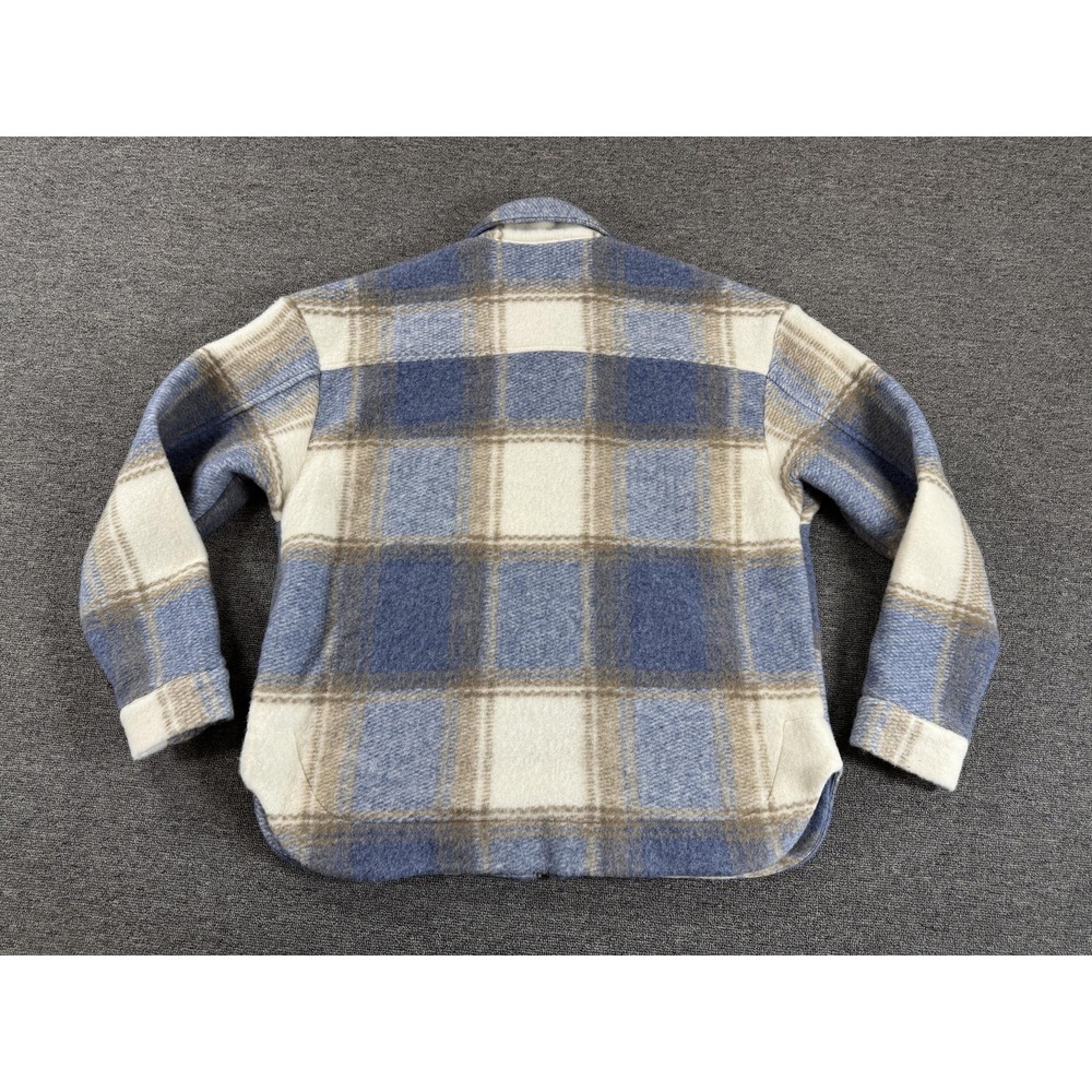 Reiss Jacket Mens 2XL Blue Plaid Morton Bomber Shirt Jacket Flannel Zip Lined - Picture 2 of 9
